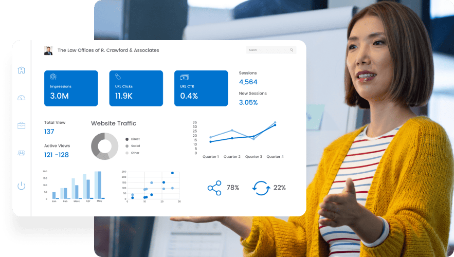 lawyer standing in front of whiteboard giving presentation in office with graph overlay lawyer standing in front of whiteboard giving presentation in office with graph overlay